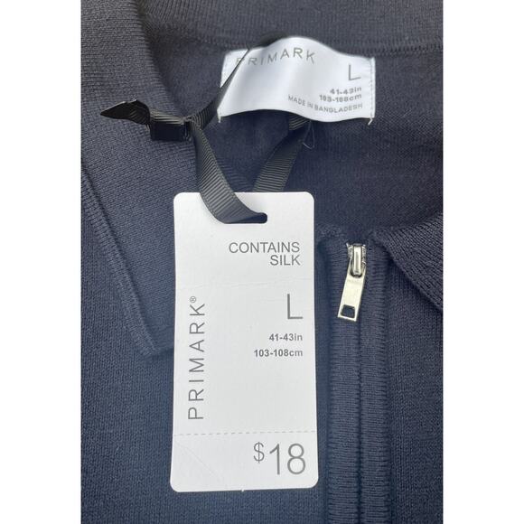 Primark Short Sleeve Polo Men's Short Sleeve 1/4 Zippper Navy Blue Sz. Large L - Picture 3 of 5